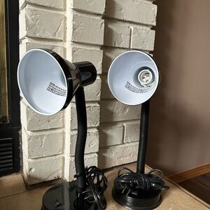 Pair of Black Adjustable Desk Lamps